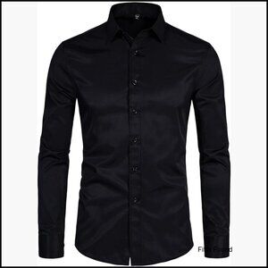 Stretch Slim Fit Dress Shirt Long Sleeve Button Down Formal Business